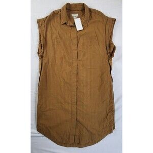 Maeve Anthropologie Womens Medium Sleeveless Field Day Shirt Dress Burnt Orange